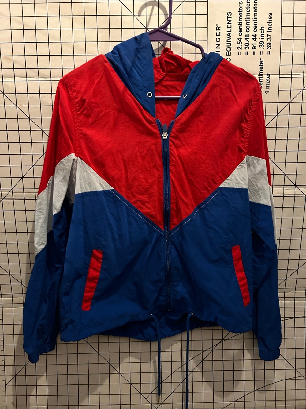 Ashley Colorblock Windbreaker Jacket in Red, Blue & White